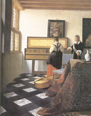 Jan Vermeer A Lady at the Virginals with a Gentleman (mk25) china oil painting image